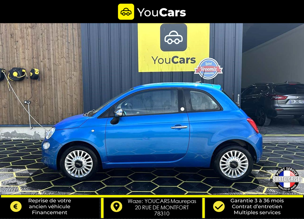 Fiat 500 PHASE 3 1.2 69 CV MIRROR / ENTRETIEN COMPLET A JOUR / CARPLAY / RADAR DE RECUL / CLIM