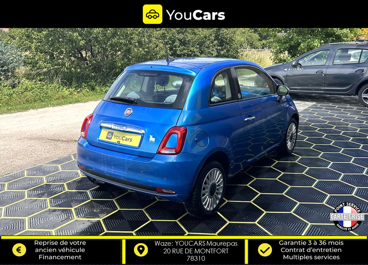 Fiat 500 PHASE 3 1.2 69 CV MIRROR / ENTRETIEN COMPLET A JOUR / CARPLAY / RADAR DE RECUL / CLIM