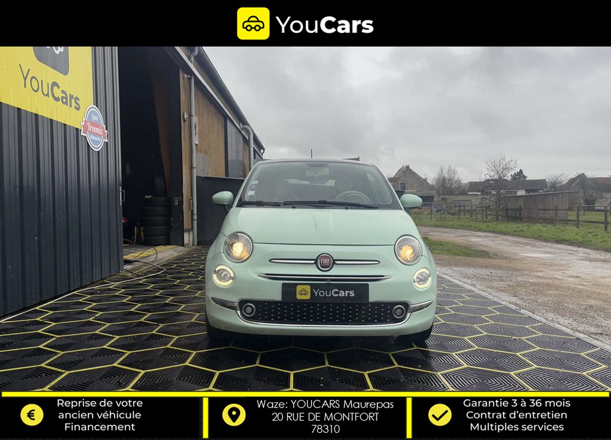 Fiat FIAT 500 1.2 70 SPORT III Phase 3 1.2 69 cv IDEAL JEUNE PERMIS APPLE CARPLAY FAIBLE KILOMETRAGE