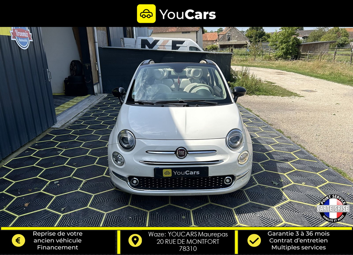 Fiat 500 LOUNGE CABRIOLET Phase 3 1.2 MPi 69 cv ECRAN GPS - BLUETHOOT MUSIC