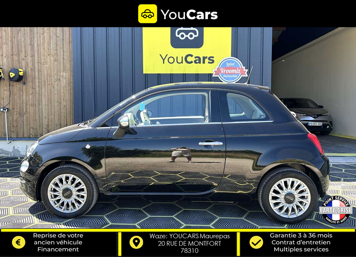 Fiat 500 III Phase 3 LOUNGE 1.2  69 cv BOITE AUTO TOIT PANORAMIQUE SEMI CUIR RADAR DE RECUL