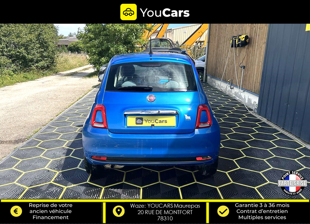 Fiat 500 PHASE 3 1.2 69 CV MIRROR / ENTRETIEN COMPLET A JOUR / CARPLAY / RADAR DE RECUL / CLIM