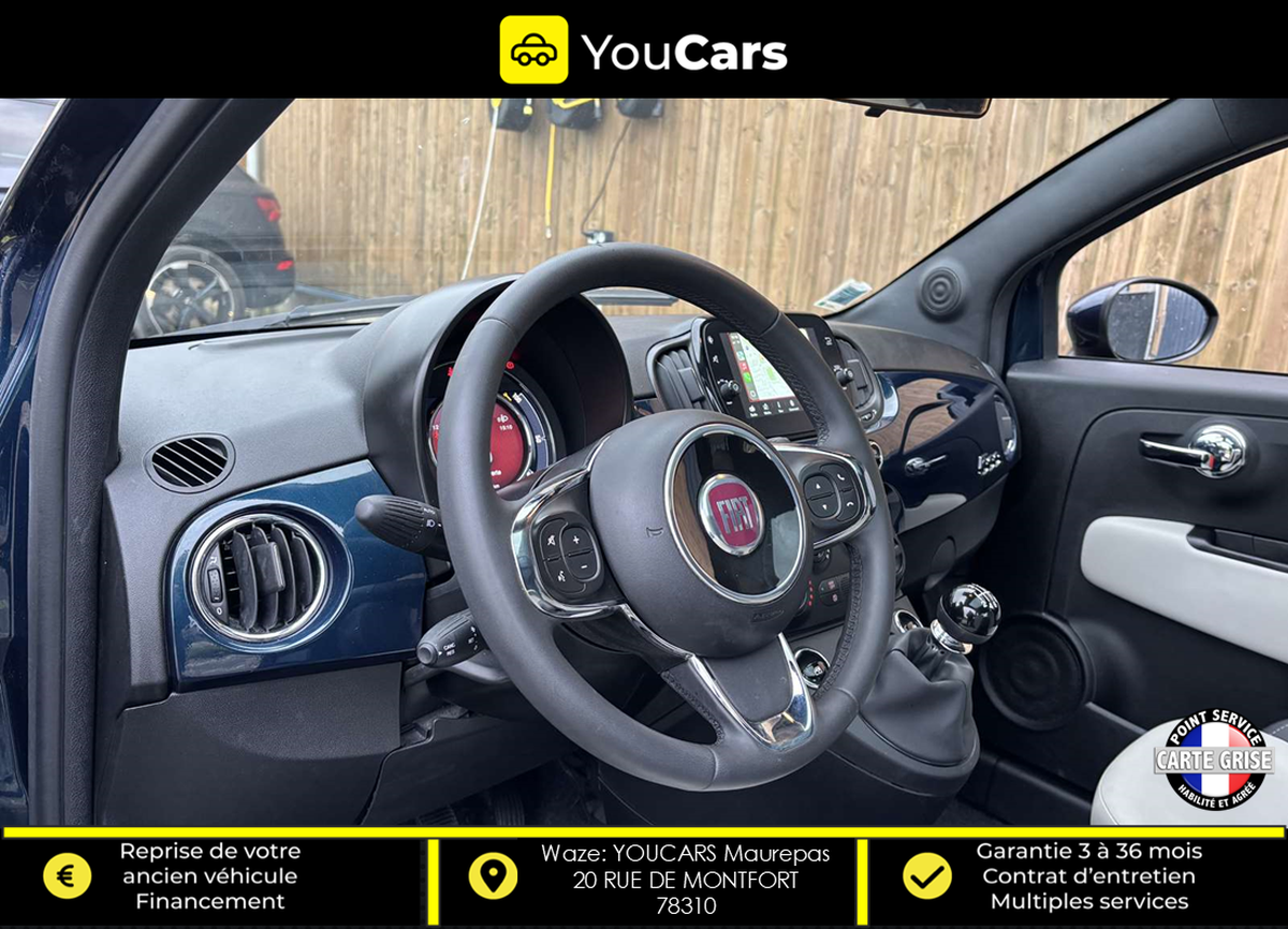 Fiat 500 III Phase 3 1.0 LOUNGE Mhd 69 cv PACK CITY TOIT PANORAMIQUE APPLE CARPLAY