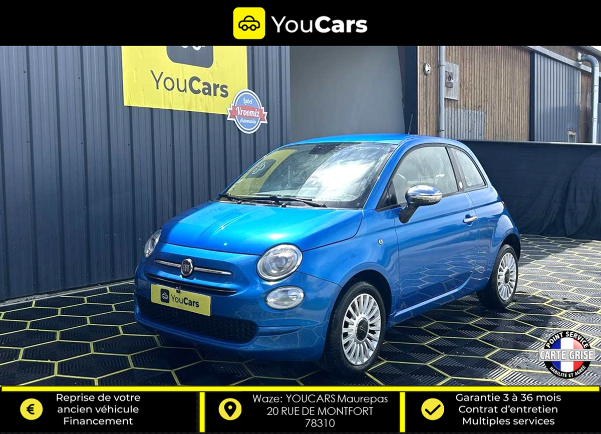 Fiat 500 PHASE 3 1.2 69 CV MIRROR / ENTRETIEN COMPLET A JOUR / CARPLAY / RADAR DE RECUL / CLIM