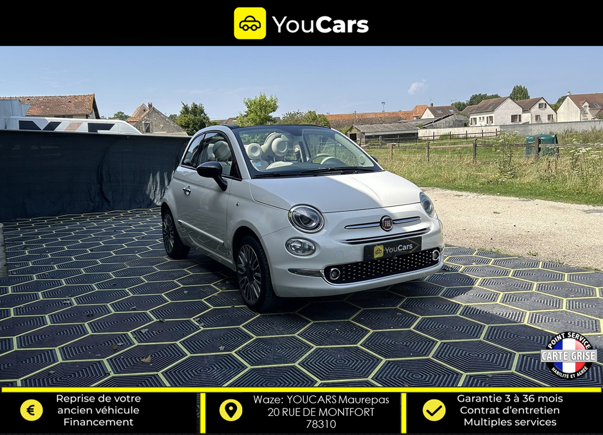 Fiat 500 LOUNGE CABRIOLET Phase 3 1.2 MPi 69 cv ECRAN GPS - BLUETHOOT MUSIC