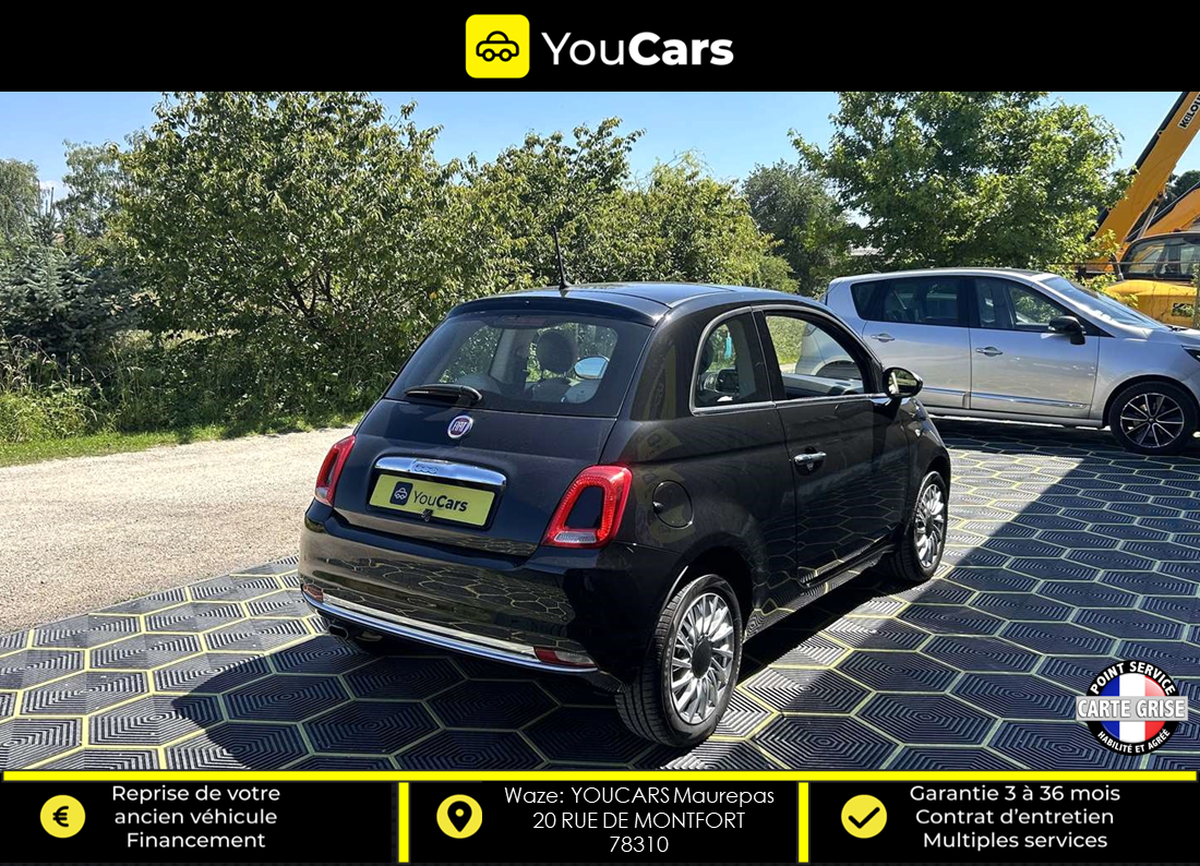 Fiat 500 III Phase 3 LOUNGE 1.2  69 cv BOITE AUTO TOIT PANORAMIQUE SEMI CUIR RADAR DE RECUL