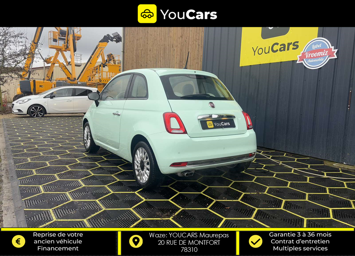 Fiat FIAT 500 1.2 70 SPORT III Phase 3 1.2 69 cv IDEAL JEUNE PERMIS APPLE CARPLAY FAIBLE KILOMETRAGE