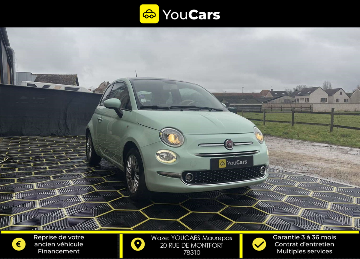 Fiat FIAT 500 1.2 70 SPORT III Phase 3 1.2 69 cv IDEAL JEUNE PERMIS APPLE CARPLAY FAIBLE KILOMETRAGE