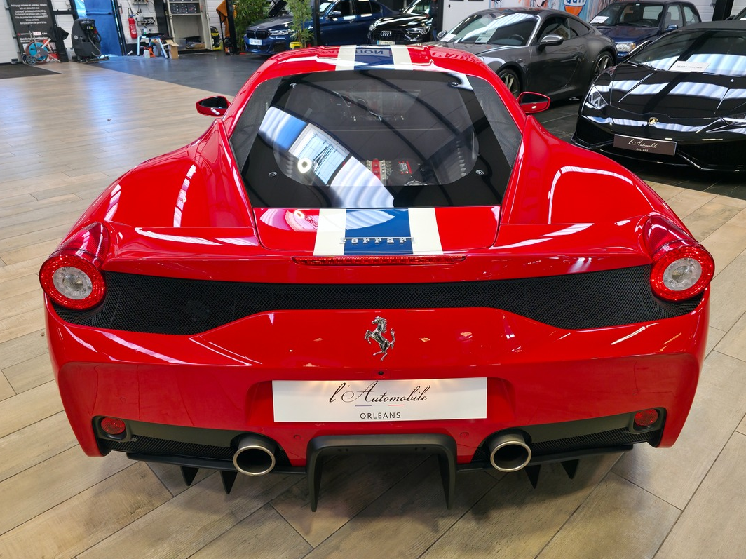 Ferrari 458 SPECIALE 4.5 605 ORIGINE FRANCE / ROSO CARSA /  BANDES NART / HARNAIS 