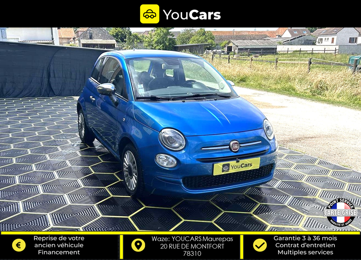 Fiat 500 PHASE 3 1.2 69 CV MIRROR / ENTRETIEN COMPLET A JOUR / CARPLAY / RADAR DE RECUL / CLIM