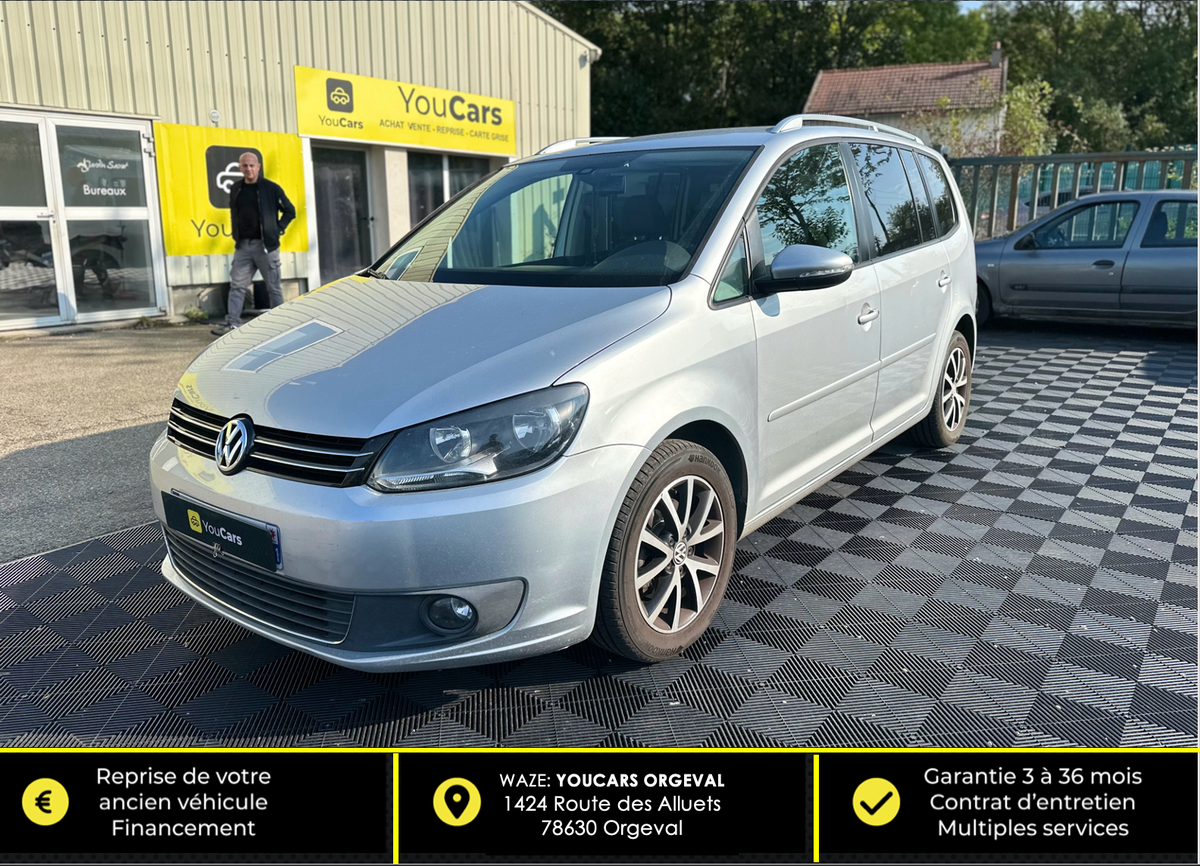 Volkswagen Touran 1.6 TDI 105 cv - 7 PLACES - AIDE PARKING AR - GPS - COURROIE OK - CLIMATISATION