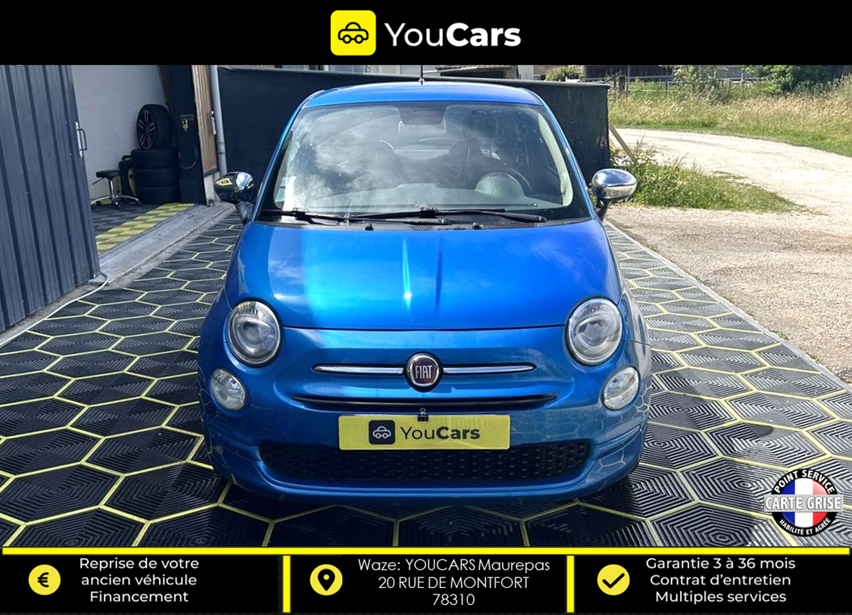 Fiat 500 PHASE 3 1.2 69 CV MIRROR / ENTRETIEN COMPLET A JOUR / CARPLAY / RADAR DE RECUL / CLIM