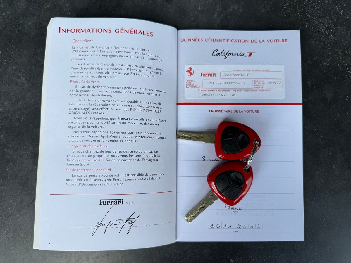 Ferrari California T 3.9L V8 560 CH / FRANCAISE / CARNET / 29954 KMS