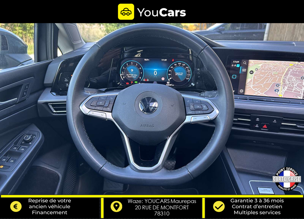 Volkswagen Golf 8 VIII STYLE 1.5 eTSi DSG7 150 cv Boîte auto TOIT OUVRANT ENTRETIEN VW APPLE CARPLAY