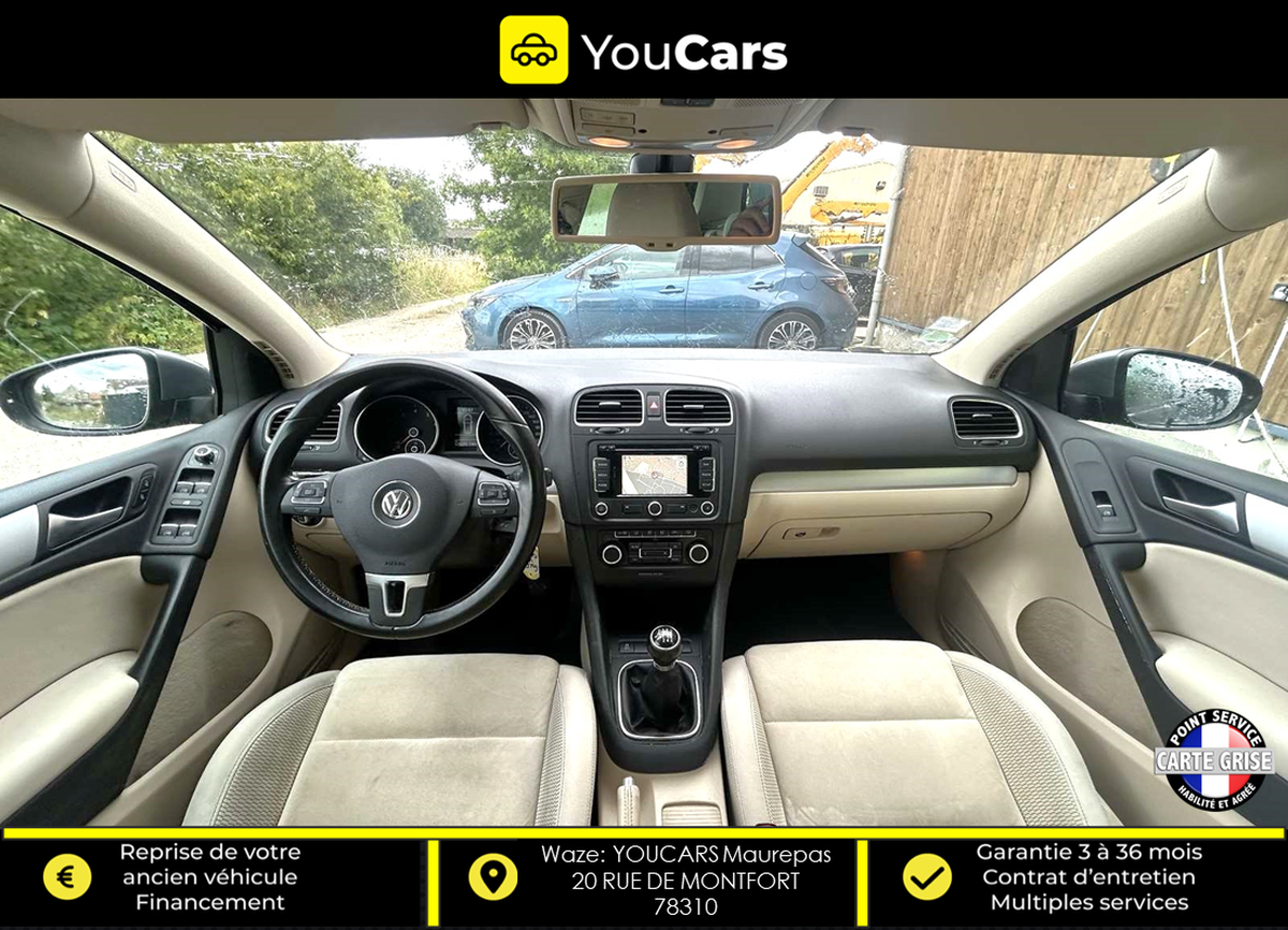 Volkswagen Golf VI CARAT 1.4 TSI 160 CV / 2EM MAIN / RADAR AV ET AR / CLIM / GPS / BLUETOOTH