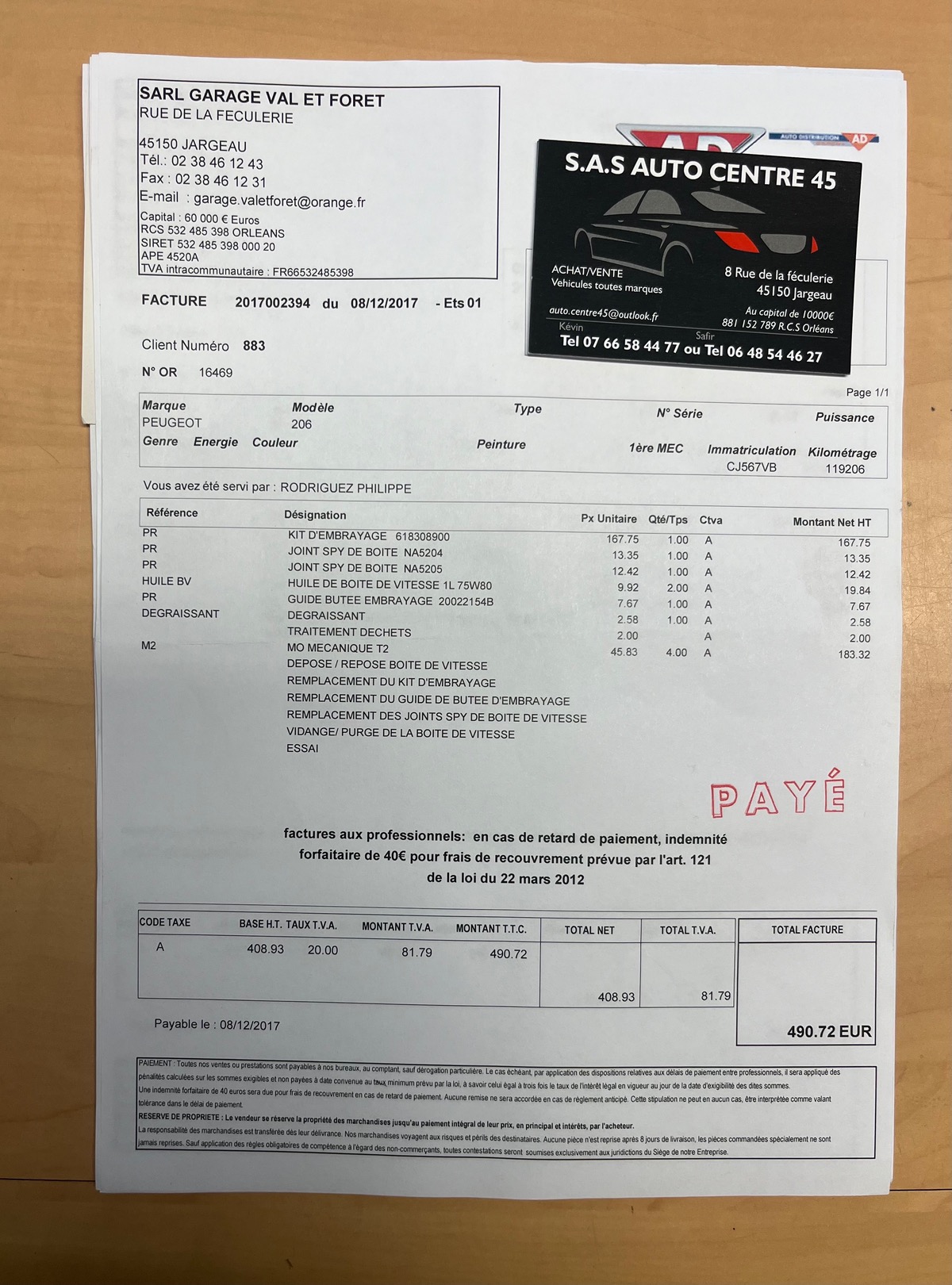 Peugeot 206 SW 1.4 75 CV EMBRAYAGE / DISTRIBUTION OK