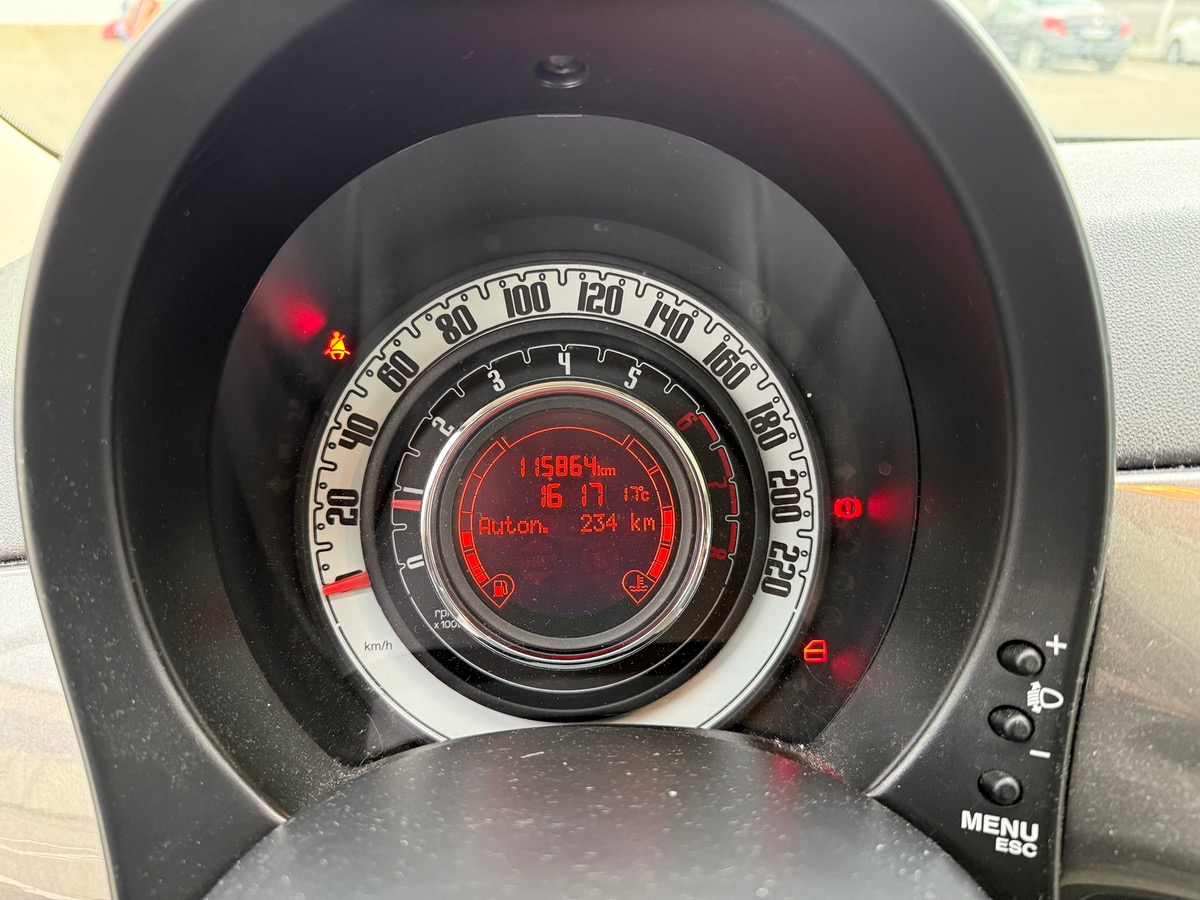 Fiat 500 Phase 2 1.2 MPi  69 cv Lounge, toit panoramique