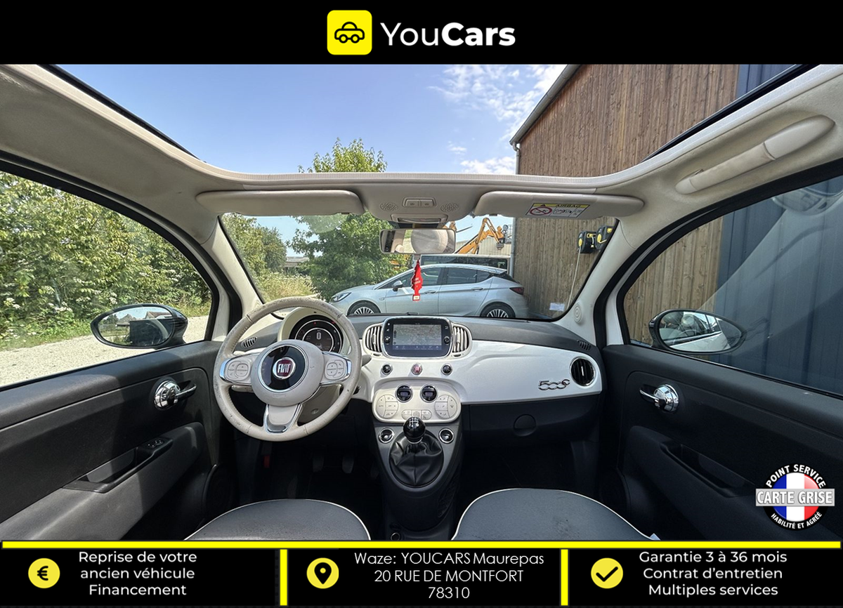 Fiat 500 LOUNGE CABRIOLET Phase 3 1.2 MPi 69 cv ECRAN GPS - BLUETHOOT MUSIC