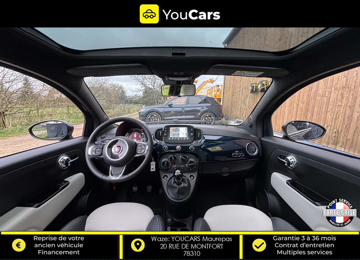 Fiat 500 III Phase 3 1.0 LOUNGE Mhd 69 cv PACK CITY TOIT PANORAMIQUE APPLE CARPLAY