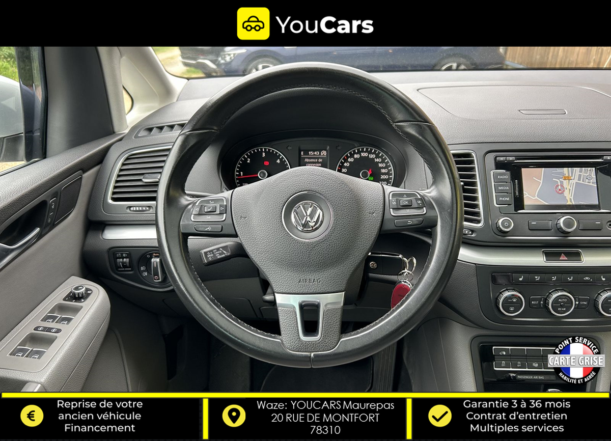 Volkswagen Sharan CARAT 2.0 TDi DPF DSG6 140 cv TOIT OUVRANT PANO - SIEGES CHAUFFANTS AV